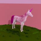 Unicornio rosado Lowpoly