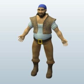 نموذج شخصية القراصنة السفينة 3D
