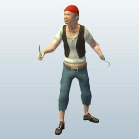 Piraat met mes karakter 3D-model