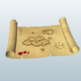 Ancient Pirate Treasure Map 3D-malli
