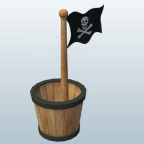 桶中的海盗旗 3d模型