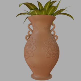 テラコッタ花瓶の植物3Dモデル