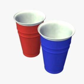 Plastic Cup Red Blue Color 3d model