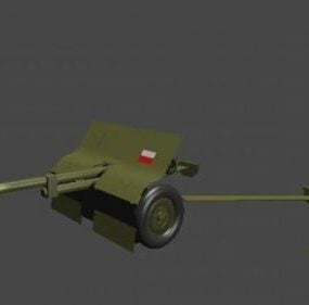 Polacco militare Lowpoly Modello 3d dell'artiglieria