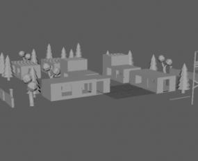 Lowpoly Dorf 3D-Modell