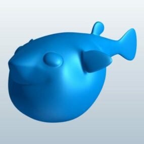 Pesce palla Lowpoly Modello 3d animale