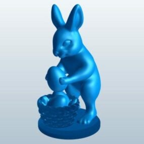 مدل سه بعدی خرگوش در سبد قرار دادن تخم مرغ