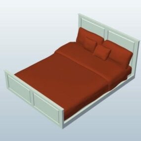 Simple Queen Size Bed 3d model