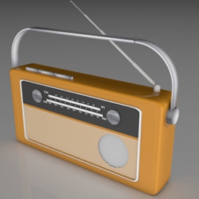 نموذج راديو أصفر عتيق ثلاثي الأبعاد