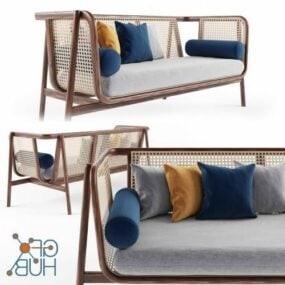 3д модель дизайна дивана из ротанга