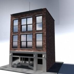 3д модель кирпичного стеклянного здания