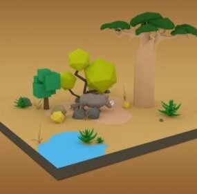 Scena krajobrazowa Savanna Model 3D