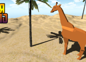 Girafe de dessin animé Rigged modèle 3d