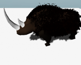 Zwierzę włochatego nosorożca Rigged Model 3d