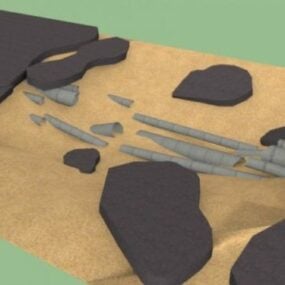 Road On Sand Landscape 3d model