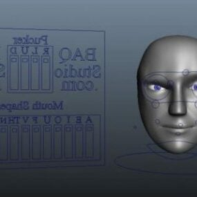 Robot menneskeligt hoved Rigged 3d model