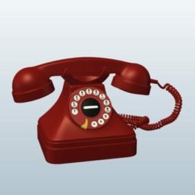Rotary Phone Red Color 3d model