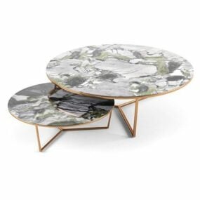 Tavolino rotondo con piano in marmo modello 3d