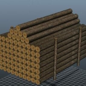 Modelo 3d de pilha de madeira redonda