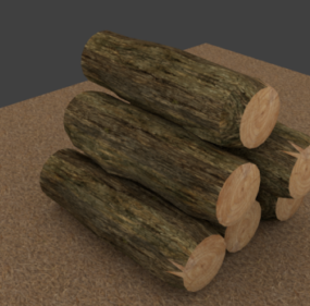 Rund trä stockar Stack 3d-modell