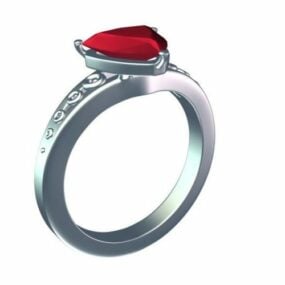 3д модель кольца с красным рубином