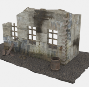 Gammal ruinvägg 3d-modell