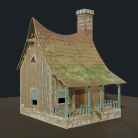 Modello 3d della vecchia casa rustica in legno