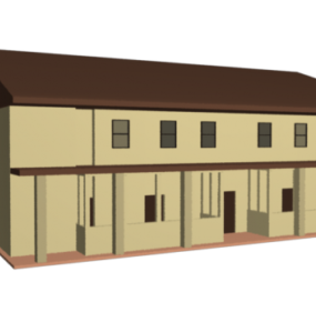 3D-Modell eines Schornsteinhauses aus Holz
