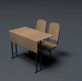 School Table With Chairs 3d model