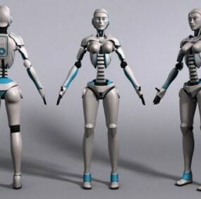 Robot femelle Rigged modèle 3d