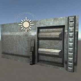 Анимированная 3д модель Научно-фантастической двери