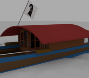 Navire fluvial chinois modèle 3D
