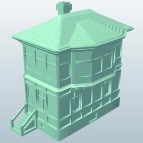 信号塔列車建物3Dモデル