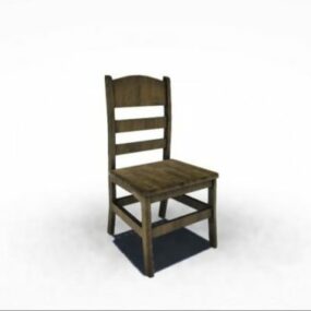Mẫu ghế gỗ đơn giản phong cách đồng quê 3d