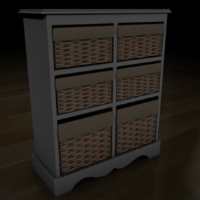 Six Drawers Basket Furniture 3d model