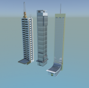 Drei Wolkenkratzer 3D-Modell