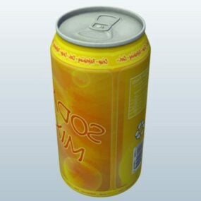 Modello 3d di lattina di soda gialla