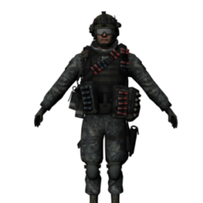 Soldat fullt vapentillbehör 3d-modell