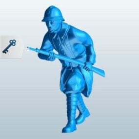 Mô hình 3d nhân vật người lính cúi mình