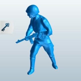 3D model vojáka střílející zbraně