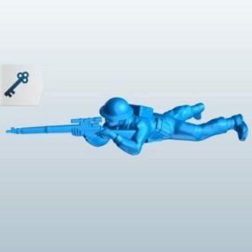 Soldat liegt mit Scharfschütze 3D-Modell