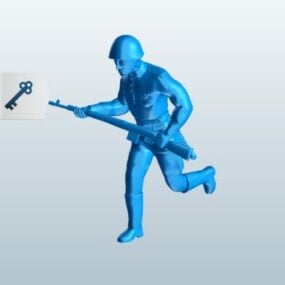 Soldat karakter, der løber med riffel 3d-model