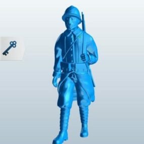 Voják chodí s puškou 3D model