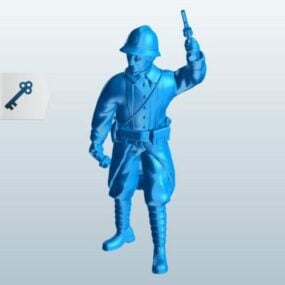 חייל עם משקפת דגם תלת מימד