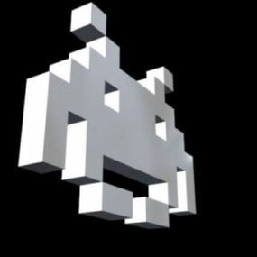Space Invader Lowpoly 3d Modell