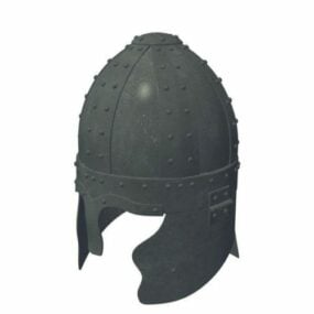 Mô hình 3d ngọn giáo thời trung cổ với mũ bảo hiểm
