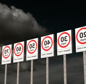 Road Speed Limit Signs 3d model