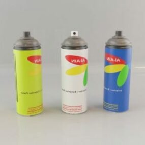 Coloridas latas de pintura en aerosol modelo 3d