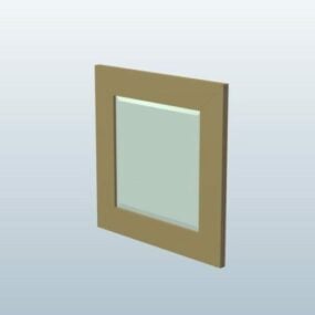 Quadratischer Spiegelrahmen aus Kiefernholz, 3D-Modell