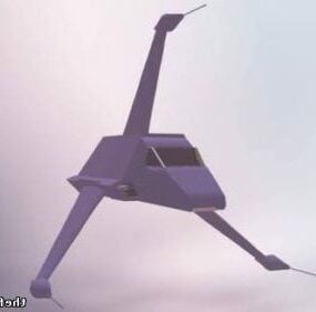 Футуристичний космічний корабель, що летить на заході 3d-модель